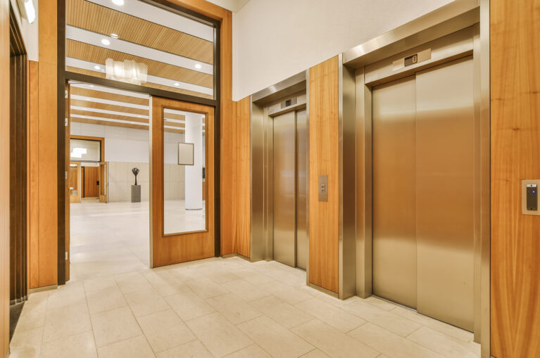 Modern entrance hall of the house with an elevator