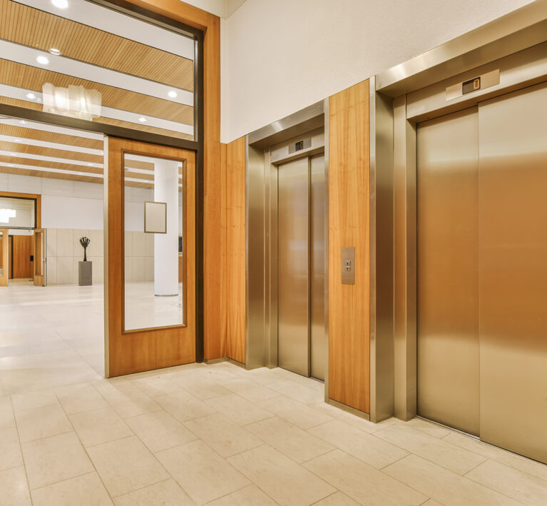 Modern entrance hall of the house with an elevator