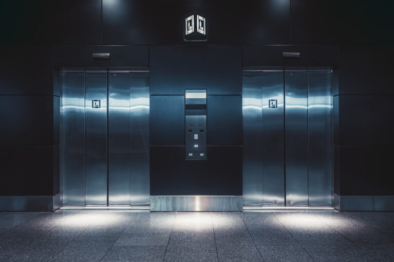 Modern entrance hall of the house with an elevator
