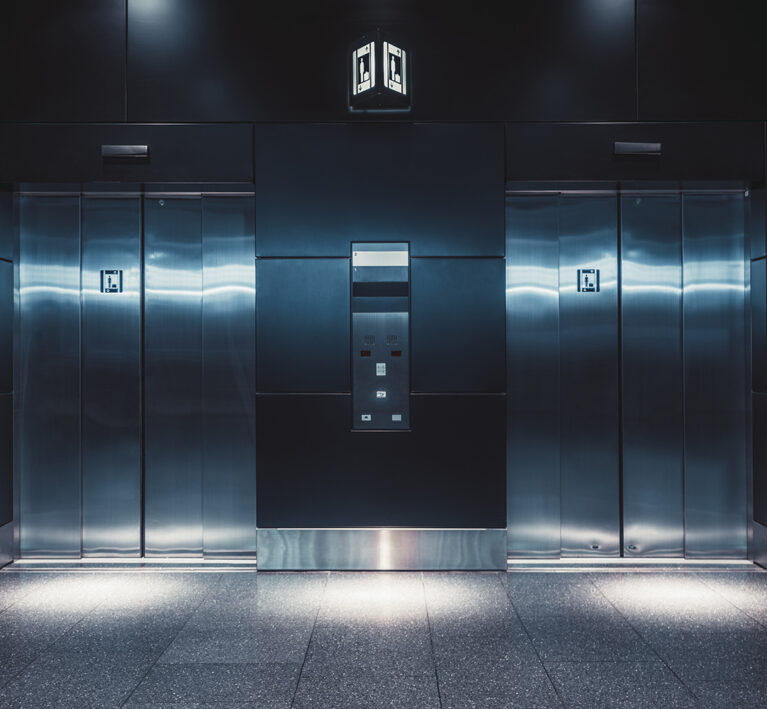 Modern entrance hall of the house with an elevator